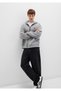 Seal Logo Embroidered Hooded Zippered Gray Sweatshirt 066979-34686
