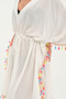 Women's White Waist Lace-Up Tassel Pareo - 6