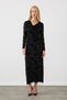 Degaje Collar Velvet Textured Long Evening Dress - Black