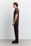 Men's Coffee Buttonless Polo Collar Full Jacquard Short Sleeve Regular Fit Sweater A62Y5060 - 4