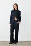 Pleated Straight-Leg Striped Trousers - Navy Blue - 5