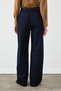 Knitted Belted Wide Leg Denim Trousers - Navy Blue - 8