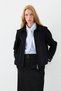 Baby Collar Zippered Canvas Jacket - Black - 4