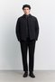 Men's Black Classic Collar Lightweight Windproof Technical Fabric Comfort Fit Coat A62Y6131 - 7