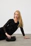 Degaje Collar Velvet Textured Long Evening Dress - Black - 8