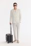 Men's White Mono Collar Linen Blend Single Button Comfort Fit Jacket A61Y4004 - 9