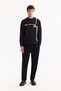 Men's Black Crew Neck Cotton Bi-Stretch Printed Regular Fit Sweatshirt A52Y1284 - 7