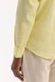 Men's Light Yellow Button-Down Collar 100% Linen Comfort Fit Shirt B002191 - 5