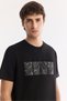 Men's Black Crew Neck Printed Bi-Stretch Interlock Regular Fit T-Shirt A61Y1144 - 2