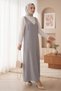 Long Gilet with Tie Shoulders -Grey - 3
