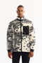 Men's White Mock Neck Windproof -4 Degree Resistant Plush Comfort Fit Coat A52Y6183