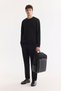 Men's Black Crew Neck Cotton Easy-Iron Bi-Stretch Regular Fit Sweatshirt A61Y1205 - 7