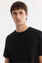 Men's Black Crew Neck Printed Bi-Stretch Interlock Regular Fit T-Shirt A61Y1138 - 2