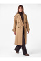 Long Sleeve Belted Double-Pocket Oversized Gabardine Double-Breasted Trench Coat - 4