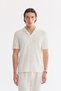 Men's Ecru Apaj Collar Easy-Iron Regular Fit T-Shirt A61Y1083
