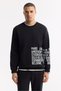 Men's Black Crew Neck Printed Bi-Stretch Interlock Regular Fit Sweatshirt A51Y1237 - 6