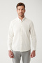 Men's Ecru Buttoned Collar 100% Cotton Soft Touch Velvet Regular Fit Shirt B002032 - 3