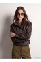 Timeless Clothing & Timeless Choices Stand Collar Women's Leather Look Jacket
