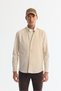 Men's Beige Buttoned Collar 100% Cotton Striped Regular Fit Shirt A42Y2044