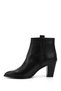 Women's Black Zippered Pointed Toe Genuine Leather Boots - 6