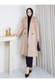 Suede Fabric Basic Button-Front Trench Coat