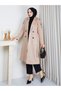 Suede Fabric Basic Button-Front Trench Coat - 2