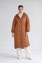 Shiny Quilted Jacket with Snap-Fastened Pockets, Brown