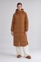 Hooded Inflatable Jacket with Snap Detailing on the Sides in Brown