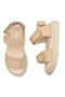 Santos Double Velcro Genuine Leather Unisex Kids Sandals Beige Color - 8