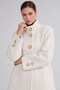 Gold Accessory Detail Fur Coat, Ecru - 4