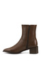 Women's Brown Zippered Pointed Toe Genuine Leather Boots - 5