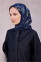 وشاح حريري - 4210-53، لون أزرق داكن، قماش تويل. - 2