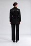 Black Sequin-Detailed Jacket Set with Belt - 3