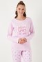 Soft-Textured, Standard-Fit, Crew Neck, Patterned, Comfortable Winter Pajama Set for Women PAJAMA SET - 4