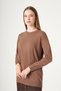 Women's Sweater with Sleeve Detail in the Form of a Pearl, Coffee, 25186