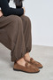 Lucca Desert Dark Beige Suede Penny Loafer with Ruched Detail and Flat Sole for Women - 3