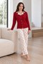 **Premium Soft-Textured Women's Button-Down Long-Sleeve Pajama Set – Corded Fabric, Patterned Long Pants, 2-Piece Set** - 3