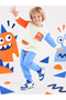 Boys' Winter Dinosaur Patterned Beige Long Sleeve 2-Piece Tracksuit Set 2-7 Years - 7
