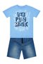 Let's Play Navy Blue Boy's Summer T-Shirt Denim Shorts Set - 3