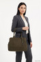 Women's Khaki Suede Long Strap Hand and Shoulder Bag - 2