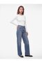 Cotton Camisole Knit Crew Neck Long Sleeve Ribbed T-Shirt - 3