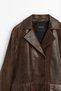 Eskitme görünümlü deri blazer - 6