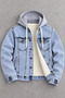 Men's Fur-Trimmed Oversized K.Mavi Hooded Denim Jacket - 3