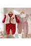 Plush Vest Set and Detailed Booties Dungarees - Bow Detail Dungarees 2-Piece Set - 2