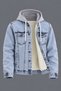 Men's Fur-Trimmed Oversized K.Mavi Hooded Denim Jacket