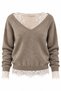 Dark Beige Lace Sweater - 261156