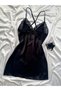 Satin Double Black Nightgown and Robe Set - 5