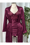 Satin Double Plum Nightgown and Robe Set - 2