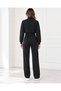 Women's Two-Piece Set: Soft-Textured Jacket with Bomber Collar, Long Sleeves, Snap Buttons, and Pockets, and Soft-Textured, Comfortable-Fit Pants with Elastic Waistband, Drawstring, and Loose Legs, in Black. - 3