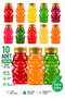 CAT PET BOTTLE School Picnic Fruit Juice Smoothie Detox Ginger Clear Plastic Empty Leak-Proof Beverage Bottles, 10-Pack
